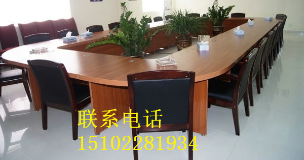 天津多媒体会议桌设计原理-胡桃色会议桌定做