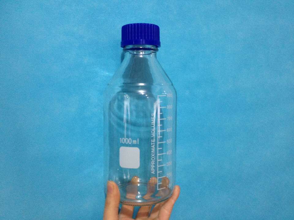 透明1000ML蓝盖丝口螺纹玻璃瓶