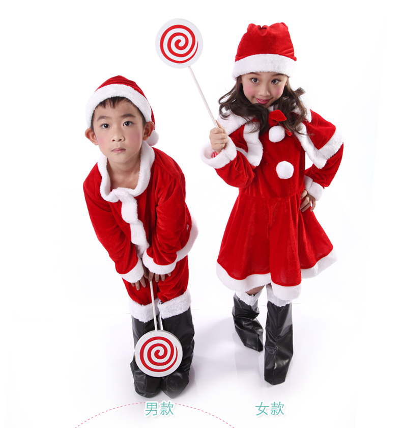 儿童圣诞节服装圣诞老人装扮服装女童表演服装男童圣诞服批发