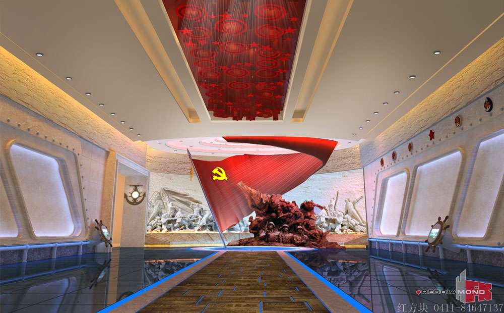 党建工作成果展厅3D效果图|党政教育基地设计案例