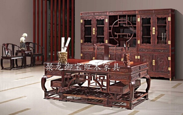 西安老榆木原木办公台,中式仿古电脑桌,实木中式办公桌定制