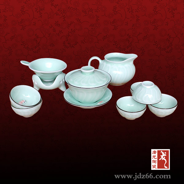 陶瓷功夫茶具套装,青花瓷茶具带茶盘,陶瓷茶具定做价格