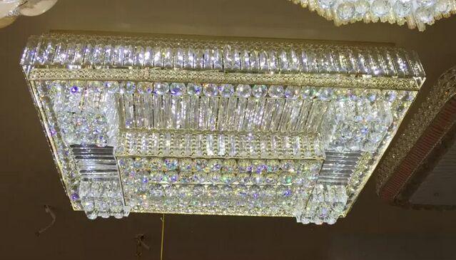 LED客厅吸顶灯饰长方形水晶灯具主卧室房间大灯大气温馨现代