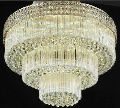 LED金色客厅灯具圆形水晶灯吸顶灯饰卧室大厅大气欧式现代灯