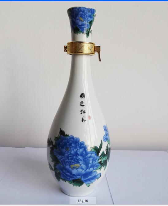 供应生产景德镇陶瓷酒瓶 青花瓷酒瓶 中国红酒瓶 麦秆画酒瓶