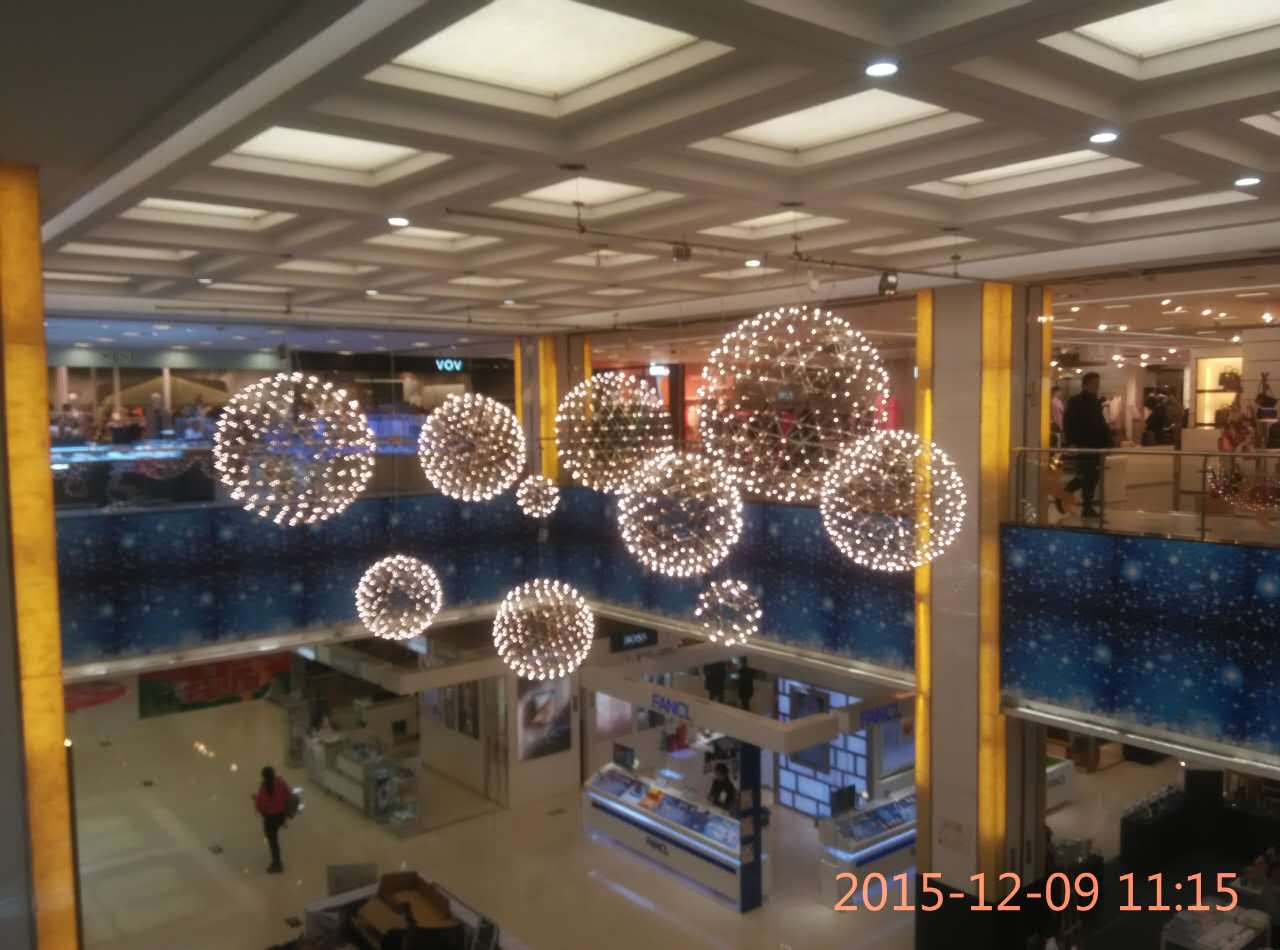 不锈钢LED火花球圆烟花创意个性艺术复古楼梯餐厅吊灯满天星吊灯