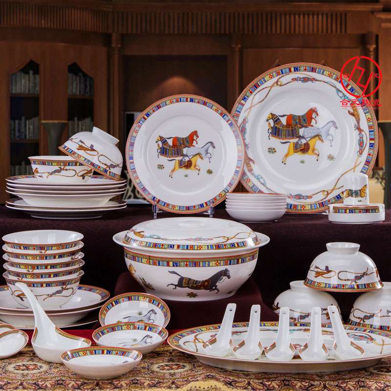 陶瓷餐具两碗两勺套装订制,房地产开盘礼品批发