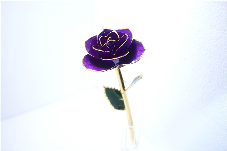 黛雅梦幻紫色镀金玫瑰花植物摆件 批发