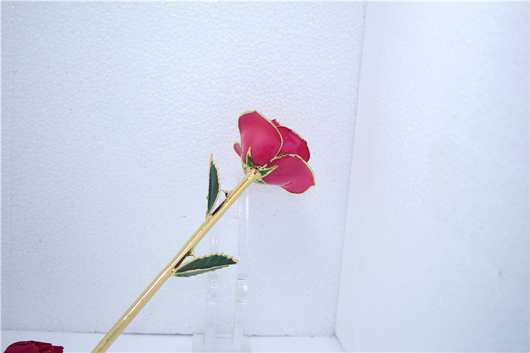 黛雅植物摆件 玫红色镀金玫瑰花 包邮批发