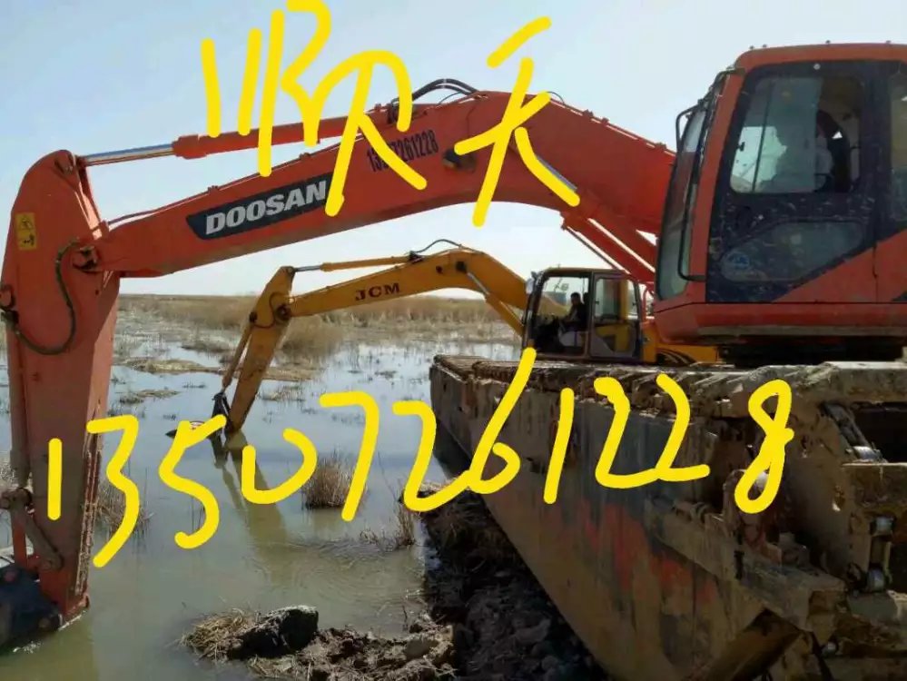 锦州水陆两用挖掘机租赁改装高清图河道清淤挖掘机出租详情