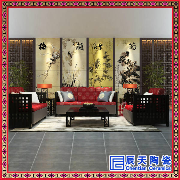 景德镇陶瓷粉彩瓷板画四大美女 现代中式装饰画客厅走廊壁画