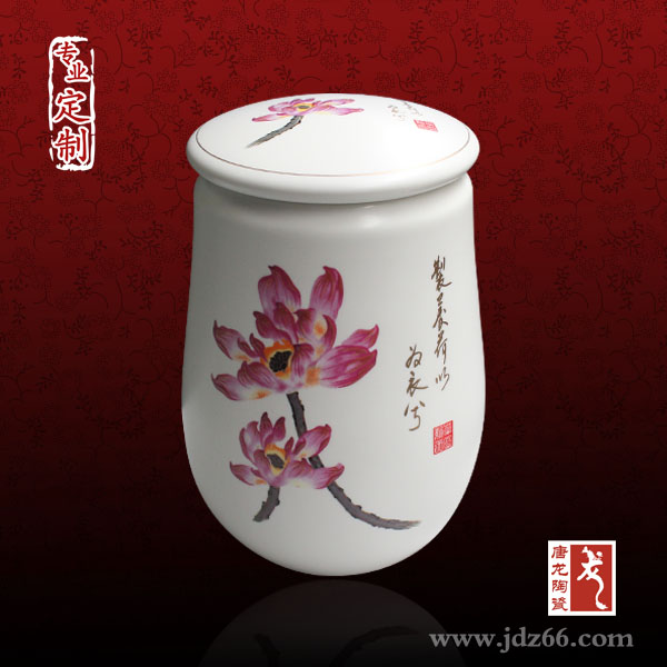 景德镇手绘陶瓷茶叶罐定做 粉彩陶瓷茶叶罐厂家