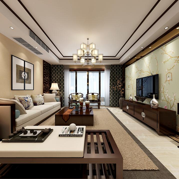 保利香槟国际三室两厅中式风格装修案例南京一号家居