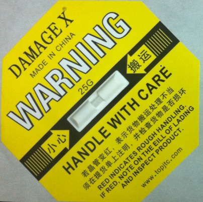 深圳DAMAGE X防震警示标签供应厂家直销物流监控运输感应贴