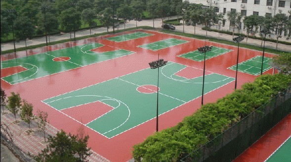 塑胶篮球场划线山东枣庄丙烯酸篮球场建设