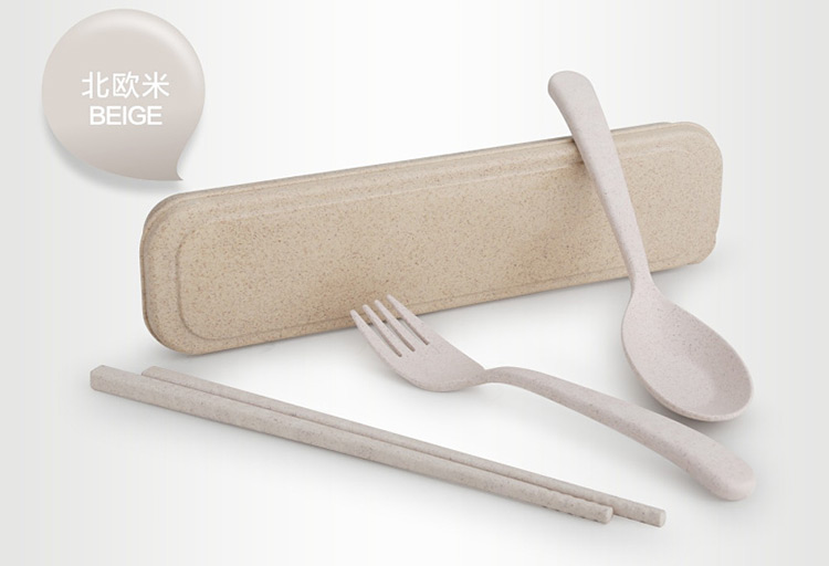小麦秸秆勺叉筷盘碗 儿童可降解材质餐具