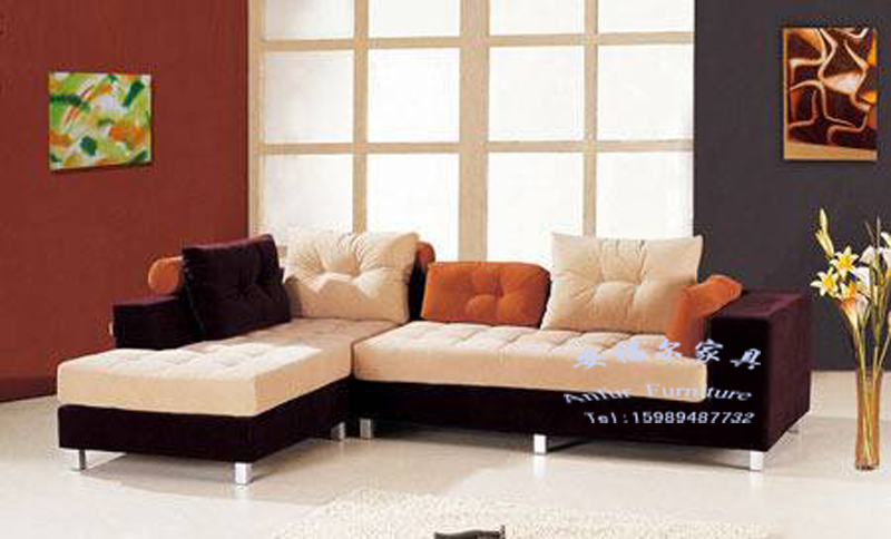 安福尔家具ZJ-40工厂直销转角沙发布艺沙发客厅沙发