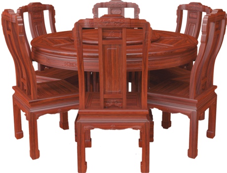 红酸枝家具 古典福满堂圆台餐桌椅