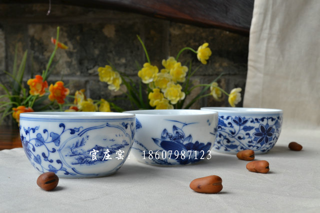 景德镇陶瓷茶具手绘墨彩山水品茗杯单杯 功夫茶 茶杯 茶道杯