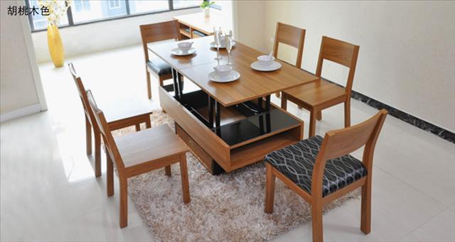 实木升降茶桌储物收纳创意北欧小户型客厅家具多功能伸缩折叠茶几餐桌