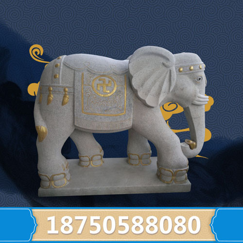 黄锈石石雕大象一对 惠安石雕厂家直接销售 脚踩元宝 鼻子送财