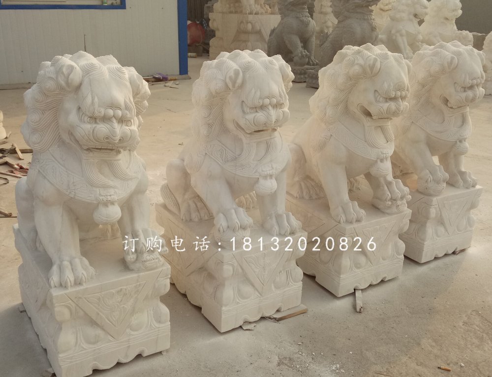 北京狮雕塑,石雕看门狮子