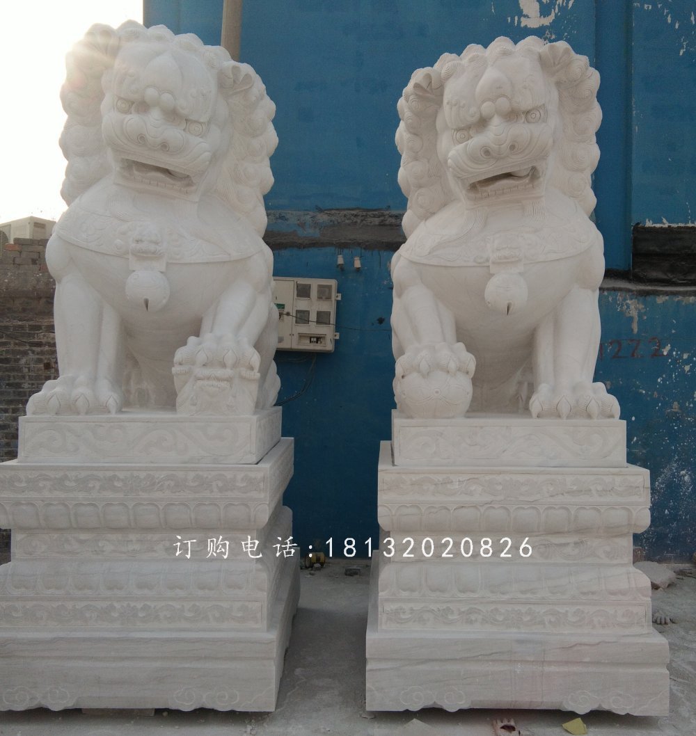 北京狮子雕塑,石雕踩球狮子
