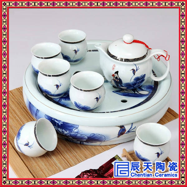 茶具套装特价 功夫茶具 陶瓷茶杯套装白瓷整套青花瓷茶杯盖碗茶具