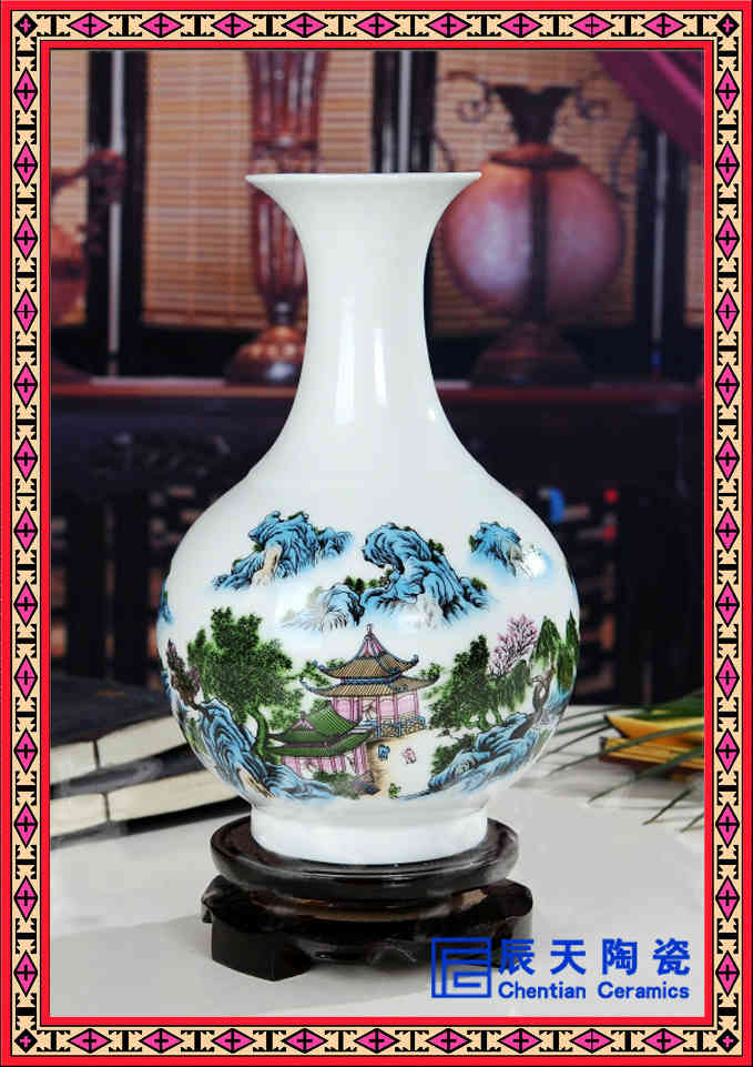 彩绘仿古花瓶 创意陶瓷花瓶 艺术赏瓶定制