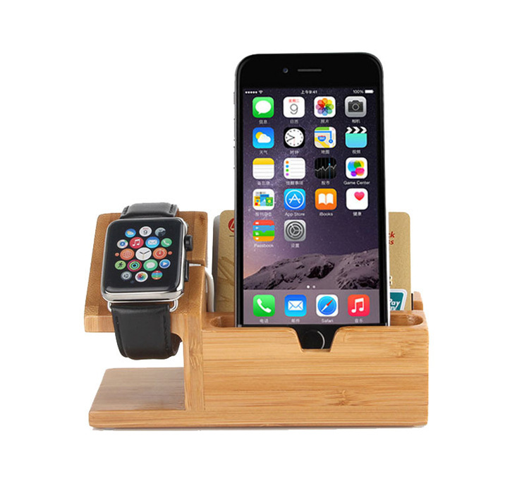 苹果wath手表充电支架 苹果手机竹木质充电底座 竹木质手机支架