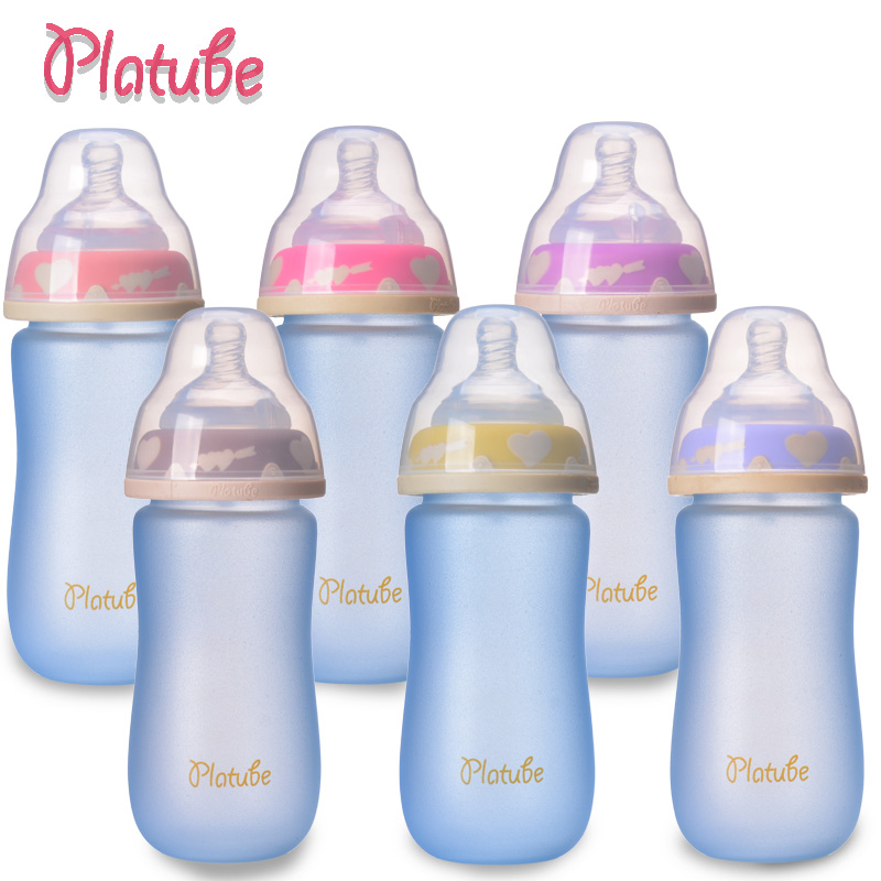 厂家直销 宝宝感温宽口径玻璃奶瓶弧形保温婴儿防胀气母婴用品