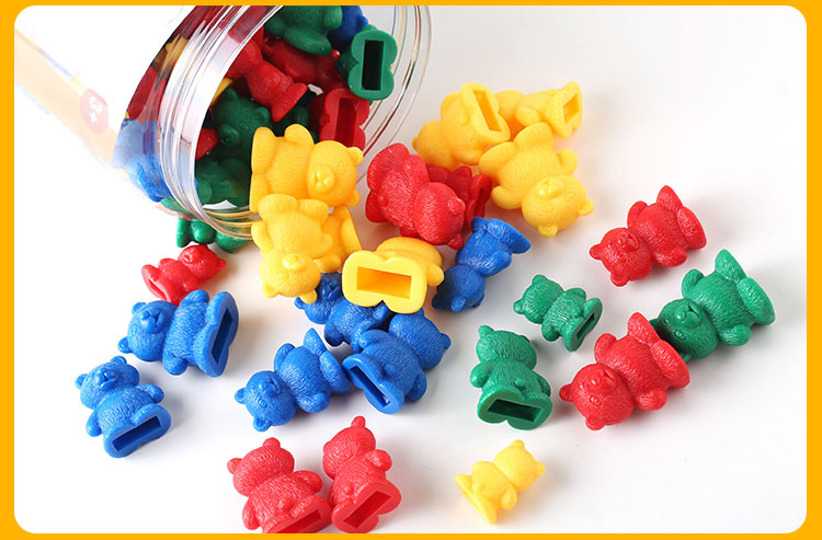 未来玩具先生 亲子互动益智系列玩具卡通计数小熊泰迪熊塑胶积木