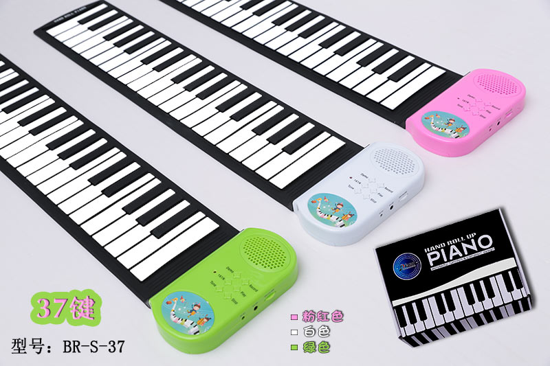 博锐儿童电子琴玩具 钢琴键盘 音乐手卷钢琴批发