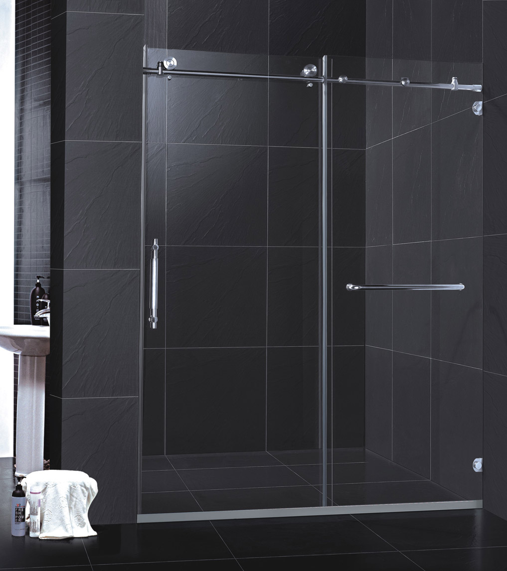 外贸爆款不锈钢简易钢化玻璃一固一活淋浴房吊趟门BR013