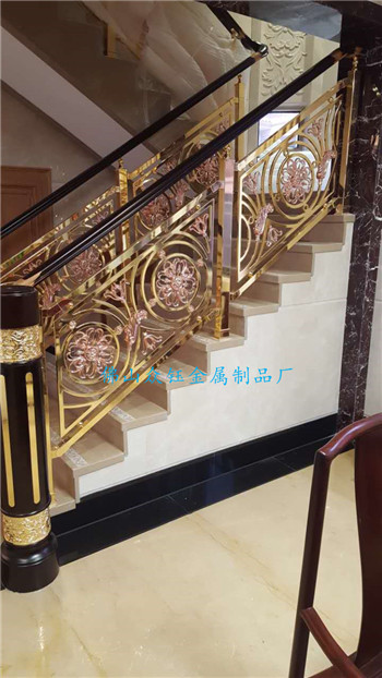 铝艺楼梯扶手 酒店铝雕楼梯护栏设计/定做