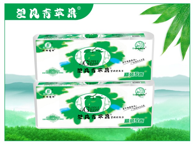 竹浆纸望风青苹果卫生纸厂家精装5卷招卫生纸代理