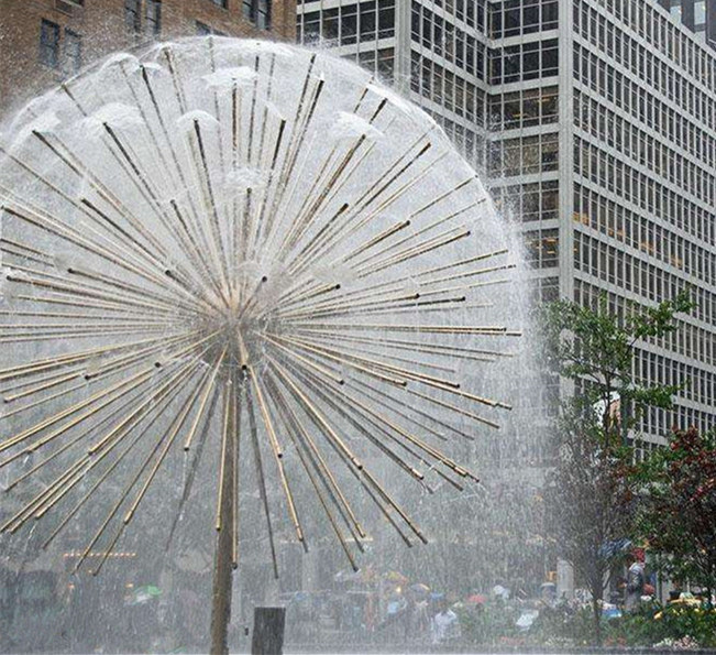 盐城不锈钢蒲公英雕塑 程控喷泉雕塑现代水景摆件