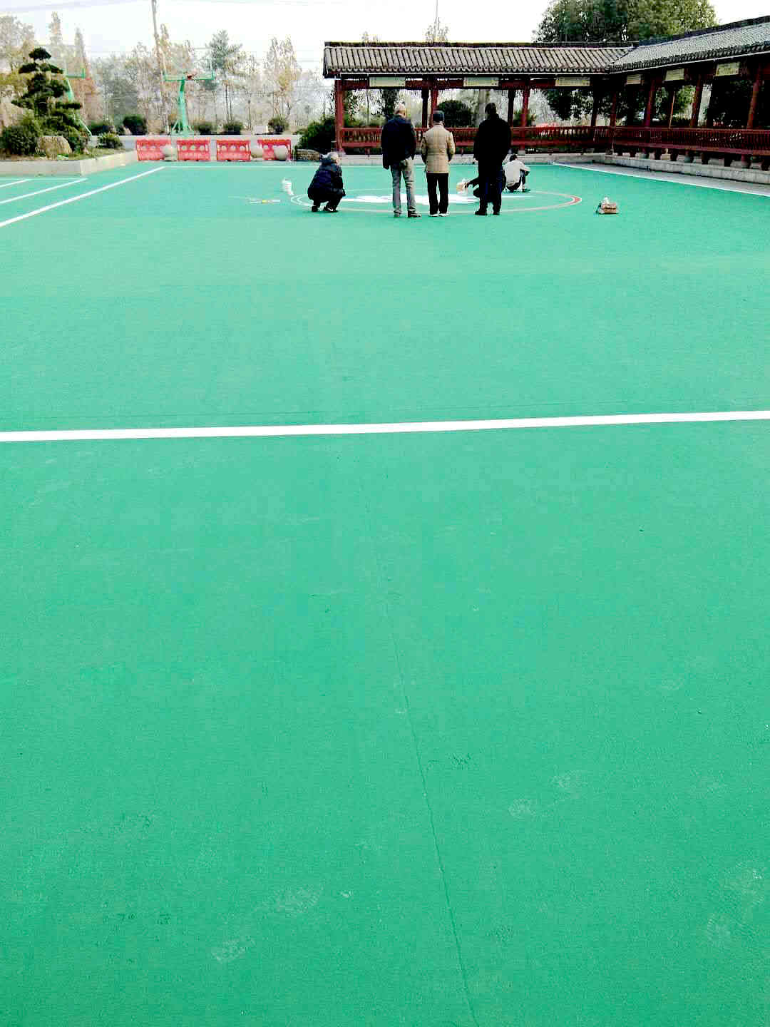 天津武清硬地丙烯酸网球场铺装公司绿蓝搭配很赞的