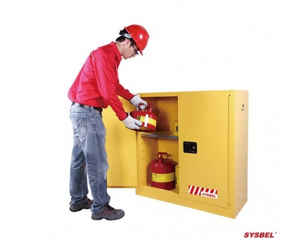 西斯贝尔易燃液体安全柜WA810300 30加仑黄色单门手动