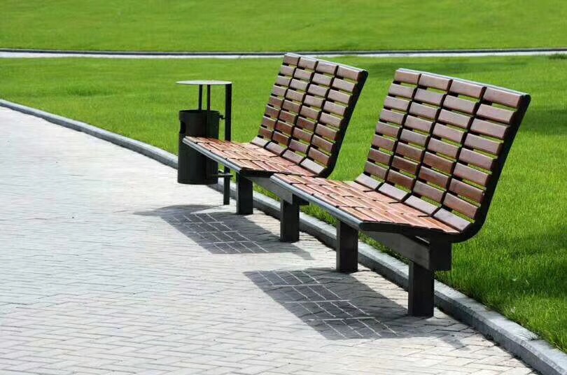 优质钢板喷塑公园椅 实木靠背坐凳批发优质