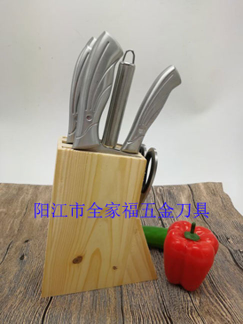 厂家批发厨房木座不锈钢七件套套刀  厨房礼品套刀