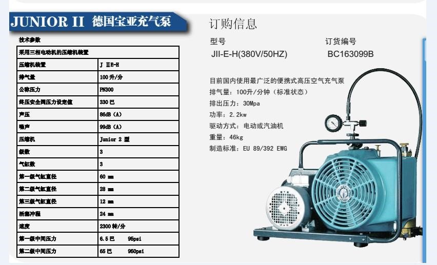 100L/min空气呼吸器空气充气泵宝华JUNIOR Ⅱ