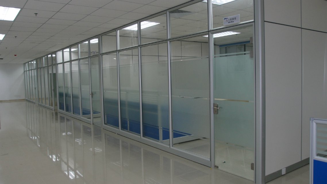 天津玻璃隔断隔墙钢化玻璃双玻带百叶办公室高隔断