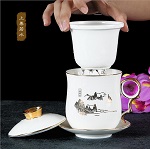 过滤茶叶双层陶瓷茶杯 高档骨瓷茶杯