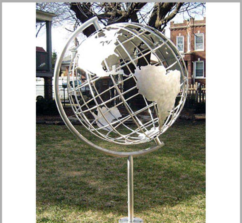 不锈钢金属雕塑地球仪摆件