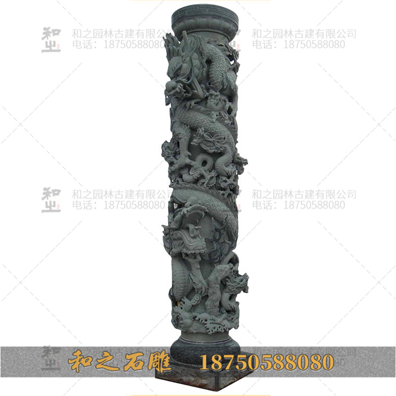 汉朝石雕龙柱常在什么建筑 设计图石柱子草 文化柱工艺