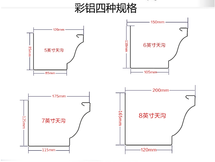 北京彩铝合金天沟 成品檐沟雨水槽 檐槽屋檐落水槽金属