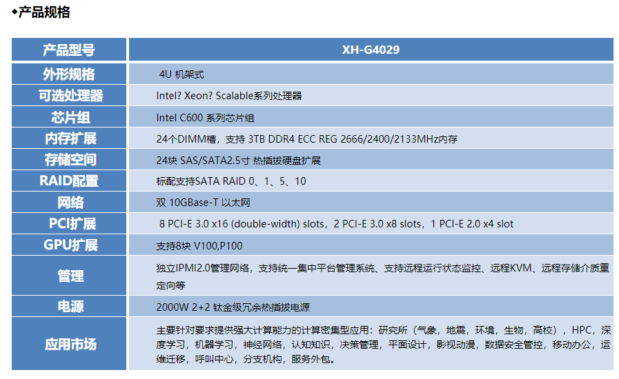 【星宏伟业】XH-G4029 4U8GPU机架式服务器