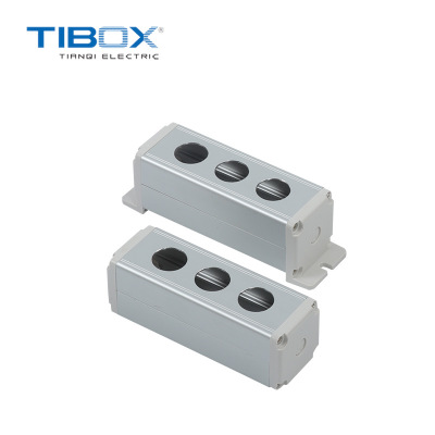TIBOX铝合金红波按钮开关盒LPV/LPN带耳和不带耳金属配电工控盒