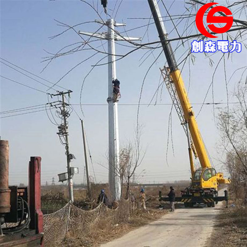 电力钢杆基础打桩35KV线路架线钢杆 高压线路转角电